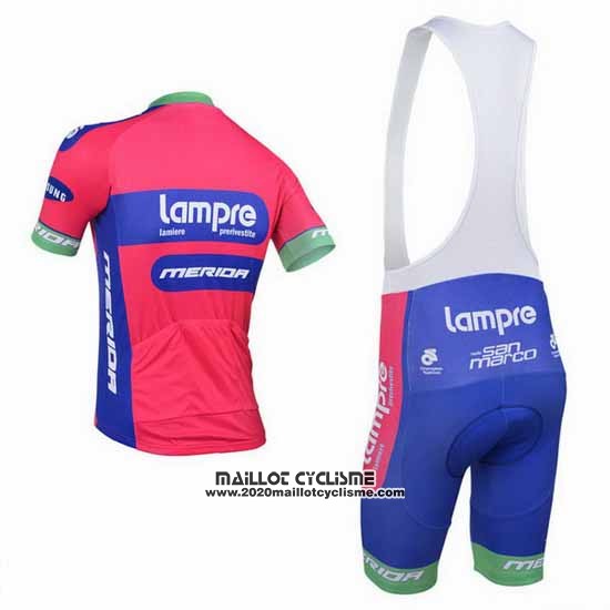 2013 Maillot Ciclismo Lampre Merida Rose et Azur Manches Courtes et Cuissard